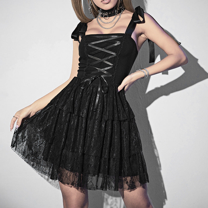 Edgy Gothic Outfit with Black Corset Dress