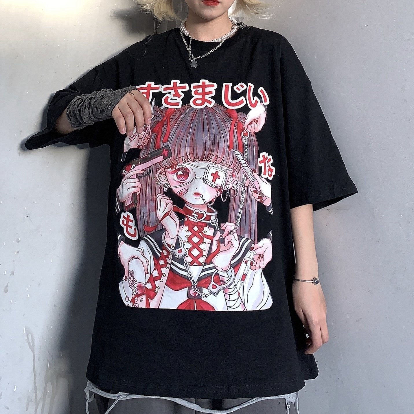 Anime Sweatshirt Aesthetic Clothing Kawaii Girl Menhera -  Israel