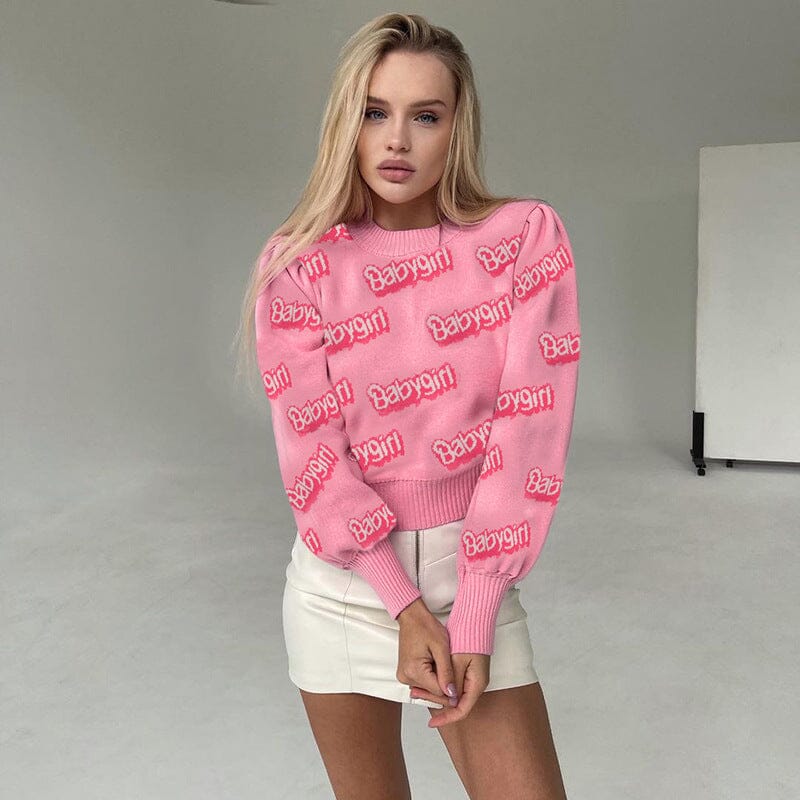 Y2k Pink Cute Knitted Sweater cutiepeach 