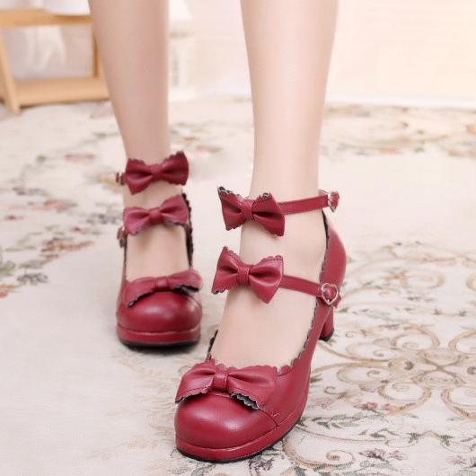 Ruffle Strap Bow Shoes SD00785 - SYNDROME - Cute Kawaii Harajuku Street Fashion Store