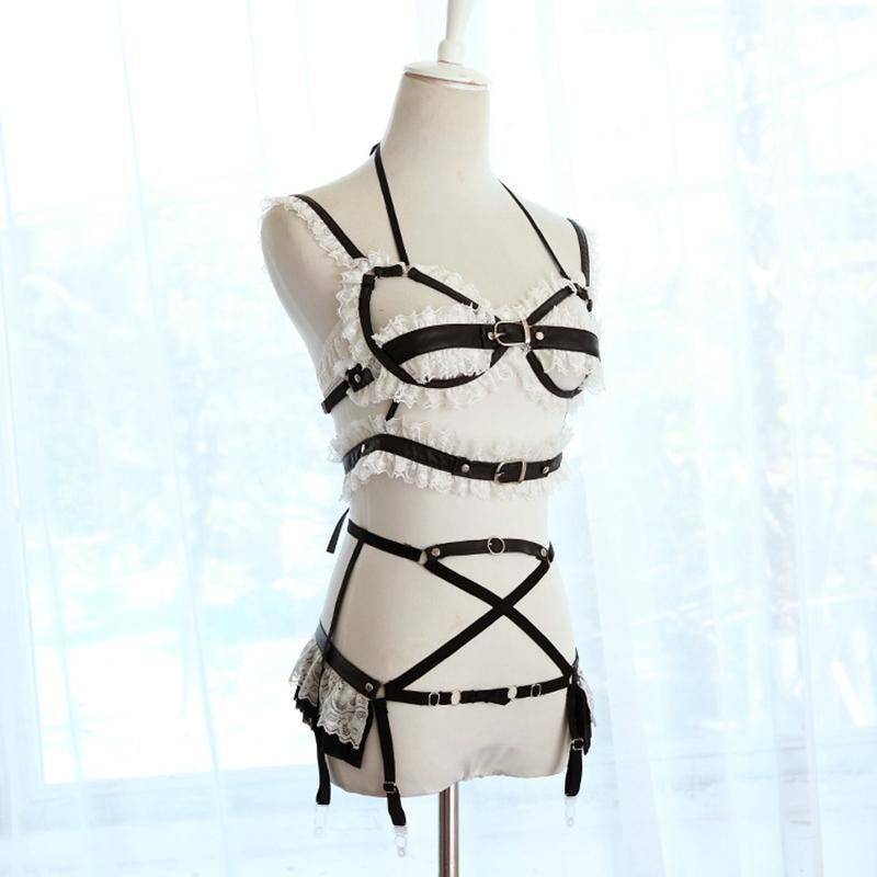Belted Ruffled Harness Lingerie