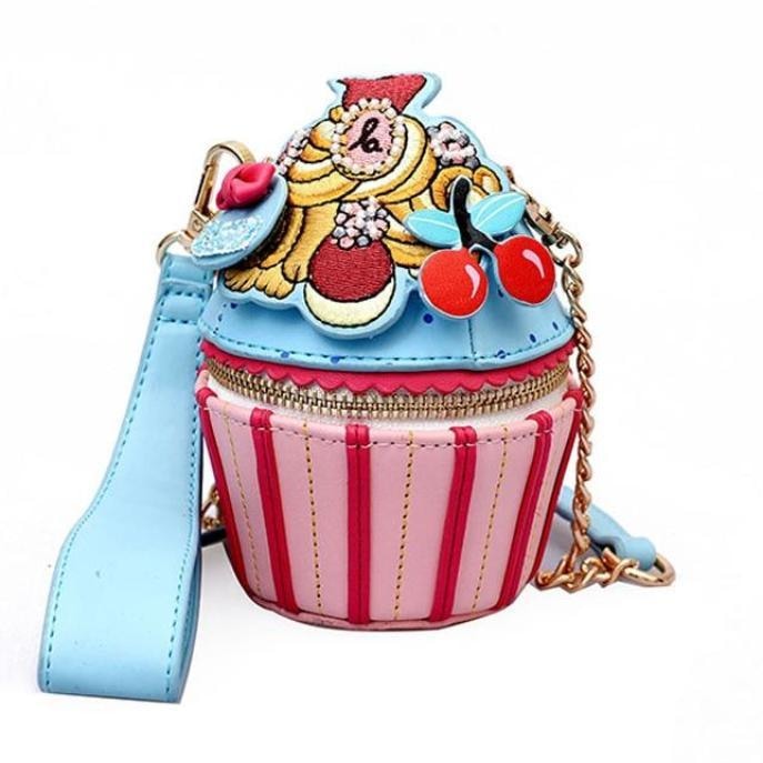 Kawaii Embroidered Cupcake Handbag Purse 3D Cake Cherries Harajuku Lolita Fashion Bag