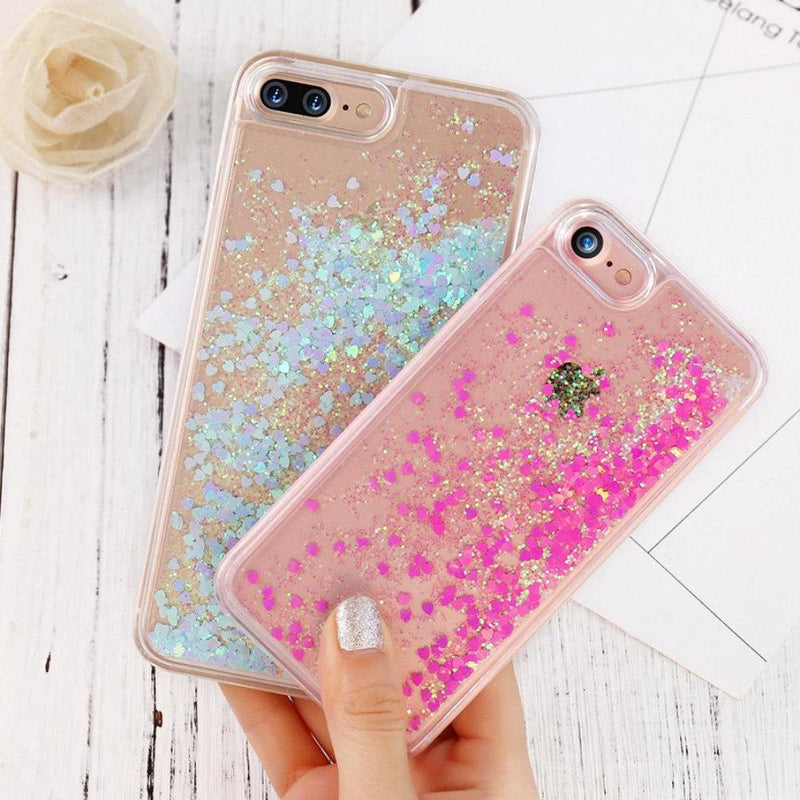 liquid glitter quicksand iphone cases see through invisible plastic rubber by kawaii babe