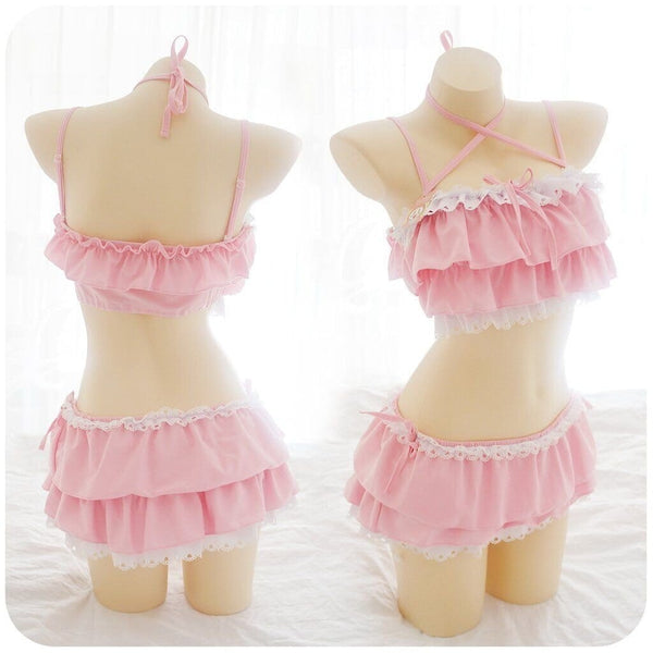 Ruffled Princess Bikini lingerie Kawaii Babe Pink 