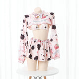 Strawberry Cow Cosplay Lingerie DDLG Playground Brown & Pink 